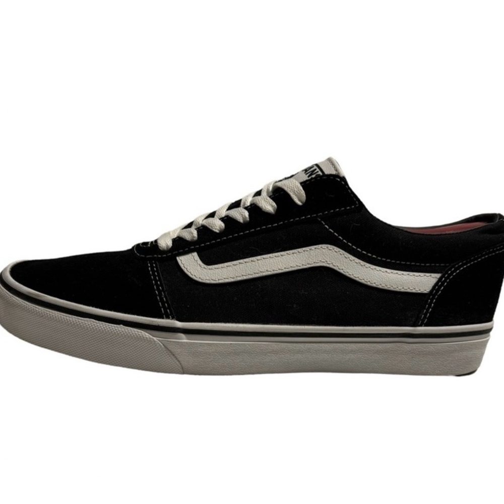Vans Black & White Low-Top Sneakers with Side Stripe
